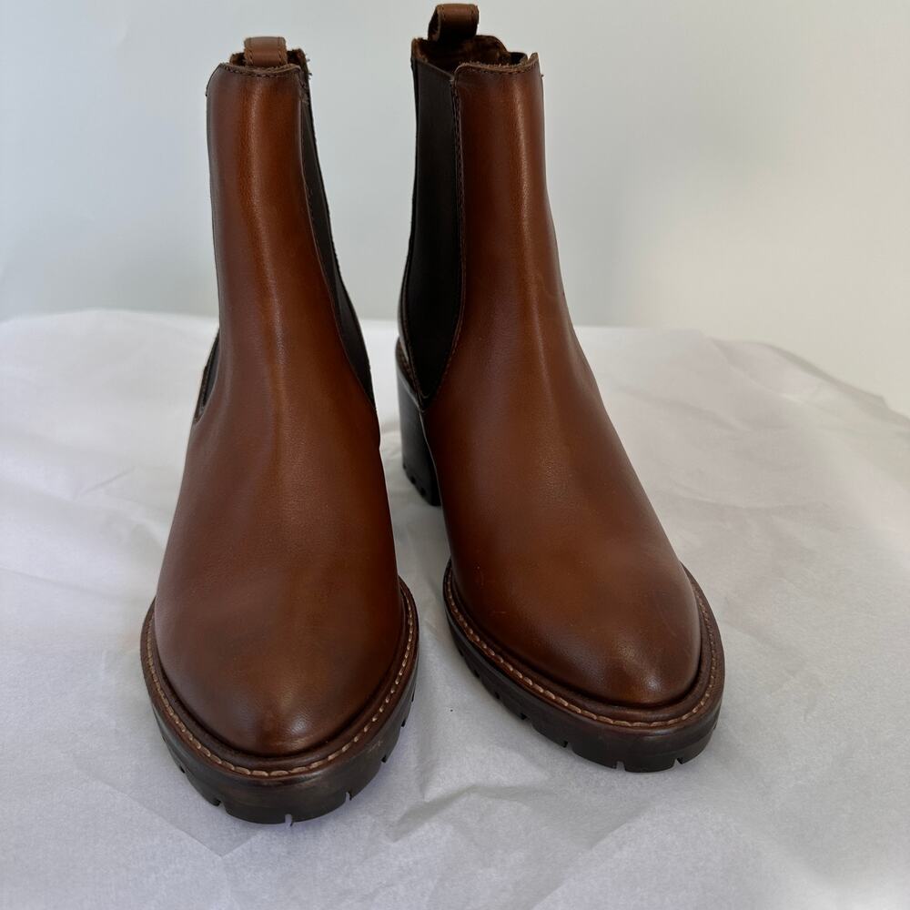 THURSDAY BOOT CO Knockout Heeled Leather Boots in Toffee Brown // 7 - Picture 6 of 13